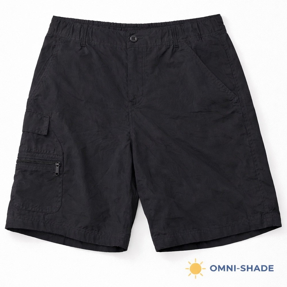 Columbia PFG Omni-Shade Black Fishing Shorts Mens L Lightweight Performance